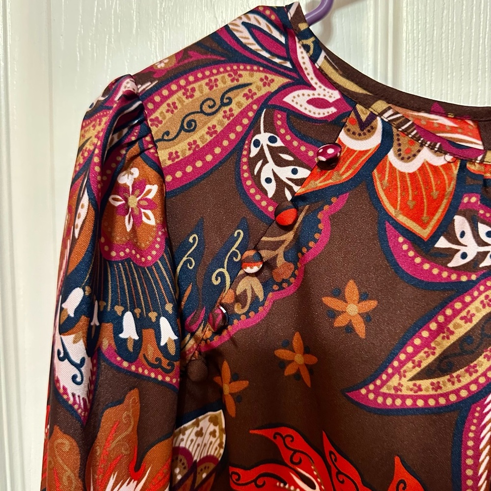 Loft NWT Size 12 Petite Gorgeous Long Sleeve Paisley Women's Dress - Picture 4 of 5